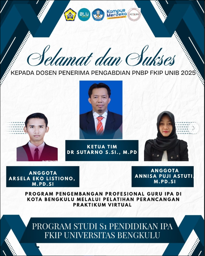 Lewat Hibah PNBP, Tim Dosen Pendidikan IPA UNIB Berdayakan Guru Sains Kota Bengkulu Melalui Pelatihan Praktikum Virtual